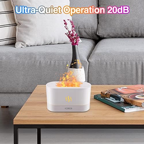 Essential Oil Diffuser, Flame Oil Diffuser - Aromatherapy Aroma Humidifier, Upgrade 7 Colors Noiseless - Perfect for Bedroom Home Office (180ml Classic Flame, White)