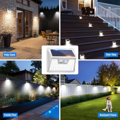 Peasur Solar Outdoor Lights [20 Pack/140LED], 3000K Solar Motion Sensor Outdoor Powered Security Lights 3 Working Modes Waterproof for Outside Garden Yard, White Frame