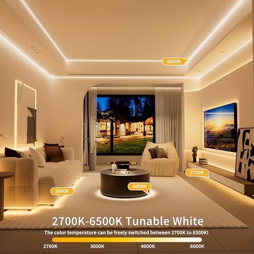 PAUTIX 5V USB CCT Tunable COB LED Strip Lights 6.56ft/2m,1280LEDs 1200lm 2700K-6500K Dimmable CRI85+ with RF Remote TV Backlight,Flexible Under Cabinet Tape Light for Bedroom,Kitchen,Home DIY Lighting