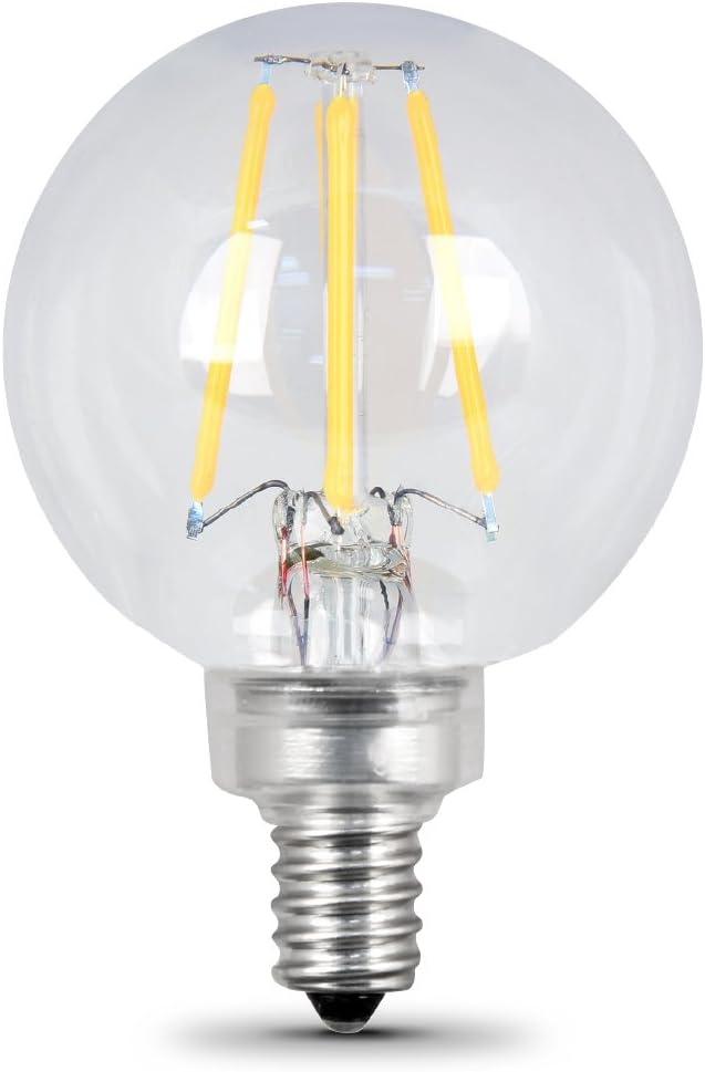 Feit Electric - Decorative Clear Glass Filament LED Dimmable 40W Equivalent Soft White (2700K) Globe Bulb, Pack of 2 (BPG1640/827/LED/2)