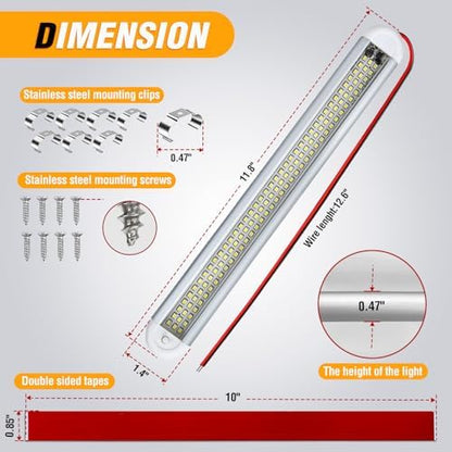 Nilight LED Interior Light Bar 4PCS 12 Inch Strip Lights