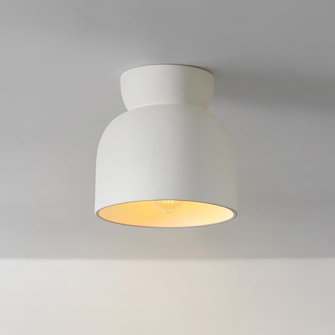 Globe Electric 66000149 1-Light Flush Mount Ceiling Light, Cannoli Cream, Ceramic Effect Shade, Kitchen, Home Improvement, Hallway, Front Door, Entry, Dimmable