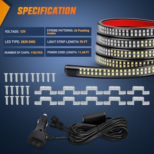 Nilight 2PCS 70 Inch Running Board LED Lights Strip Amber Green for Truck