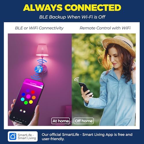 Lightinginside Smart E12 LED Bulbs 60W Compatible with Alexa/Google Home, 6PCS