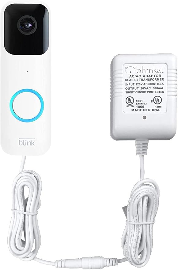 Video Doorbell Power Supply - Compatible with Blink Smart Wi-Fi Video Doorbell - No Existing Wiring Required - Transformer, Adapter, Power Kit & Supply All In One (White)