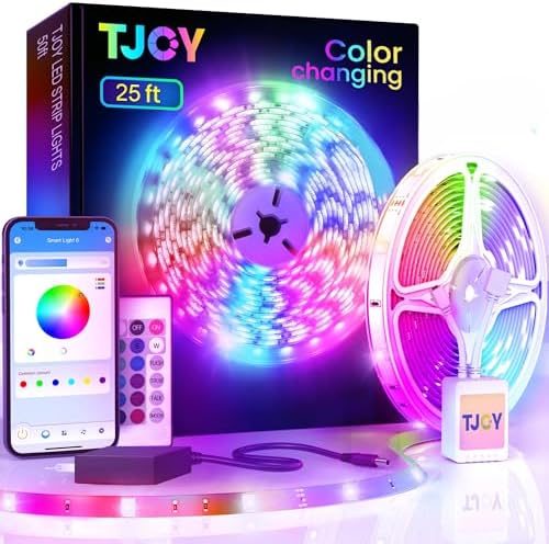 TJOY LED Lights for Bedroom 25ft, RGB Color Changing, Remote&APP Control