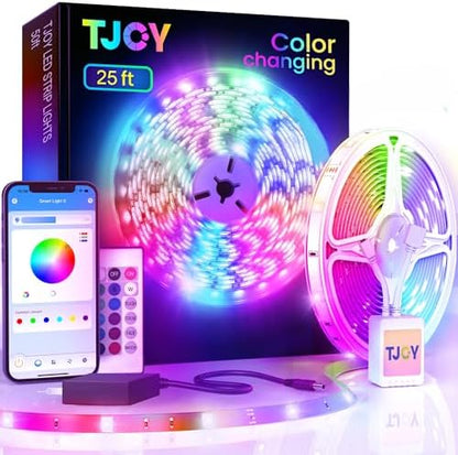 TJOY LED Lights for Bedroom 25ft, RGB Color Changing, Remote&APP Control