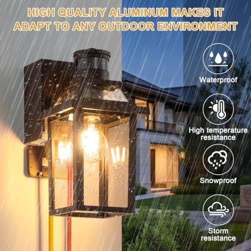 Porch Lights with GFCI Outlet Dusk to Dawn Outdoor Lighting Brown 2Pack