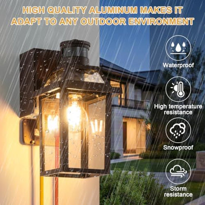 Porch Lights with GFCI Outlet Dusk to Dawn Outdoor Lighting Brown 2Pack