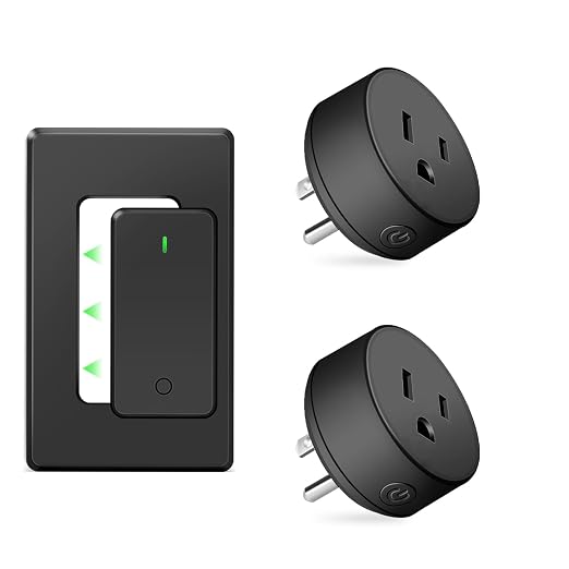 Remote Switch Outlet,NineLeaf Wireless Control Outlet Plug with Switch | 1 Remote 2 Outlets, Wireless On/Off Light Switches Wall Mounted,15A/1500W LED,TUV List,No Wiring Needed,500ft RF Range,Black