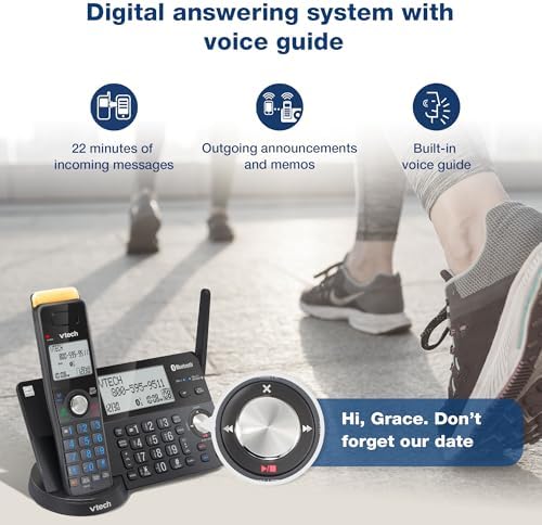 VTech IS8128-51 Super Long Range 5-Handset DECT 6.0 Cordless Phone for Home with Answering Machine, 2300 ft Range, Call Blocking, Bluetooth Connect to Cell, Intercom