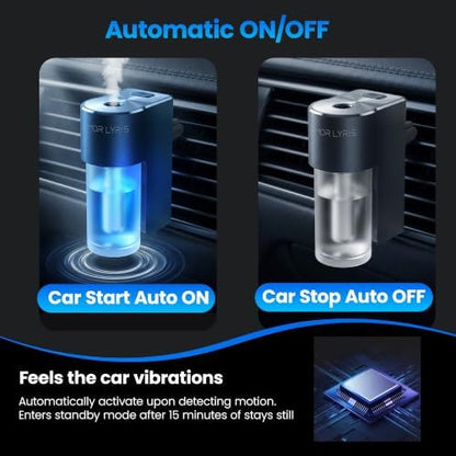 Car Air Freshener Diffuser, Smart Car Vent Air Freshener, 3 Speed Adjustable, Rechargeable, Intelligent Auto On/Off, Long Lasting Fragrance, 3 x 10ml Essential Oils, Ocean