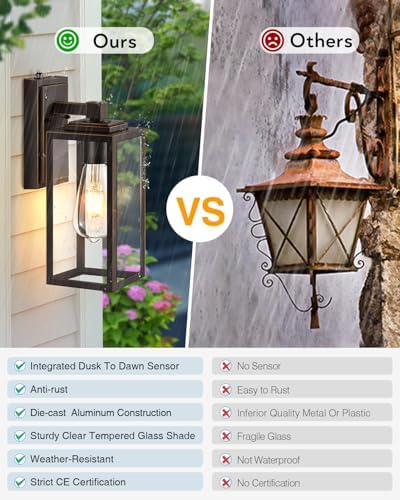 VIANIS Dusk to Dawn Outdoor House Lights Wall Mount, Anti-Rust, Waterproof