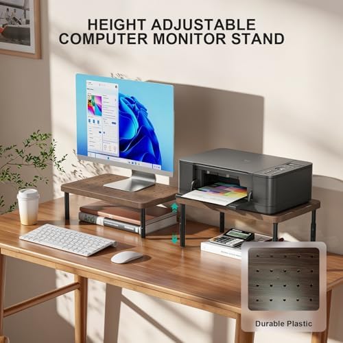 WALI Plastic Computer Monitor Stand, Adjustable Laptop Riser, up to 44 lbs