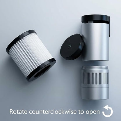 Vehicle-Mounted Car Air Purifier, Silver, Multi-Layer Filter Element, Compact Cup Holder Design