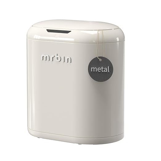 MRBIN Trash Can for Bathroom, Automatic Touchless Garbage Bin with Lid,3.43 Gallon for Office and Kitchen, Electric Motion Sensor Bedroom Bin, Cream White, MACE0102