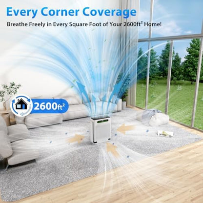 FreAire Air Purifiers for Home Large Room Up to 2600 Ft², HAP605, White