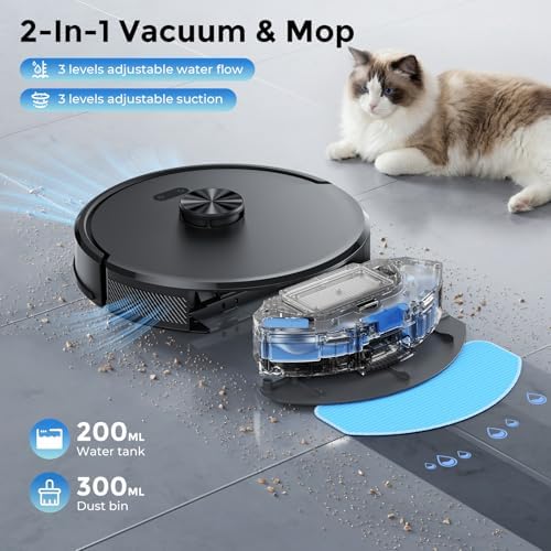Kilgone Robot Vacuum & Mop, 90-Day Hands-Free, 6000Pa, Self-Empty, LiDAR