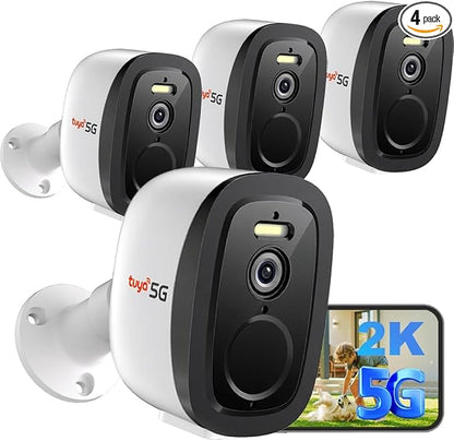 2.4G/5G WiFi Security Cameras Wireless Outdoor 4Pack, 2K QHD Video