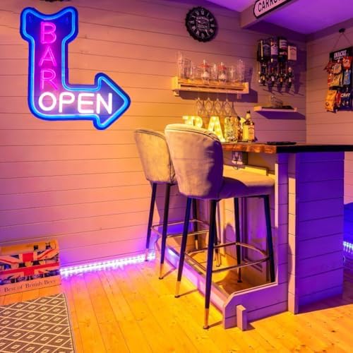 Bar Open Neon Sign Open Arrow Neon Light