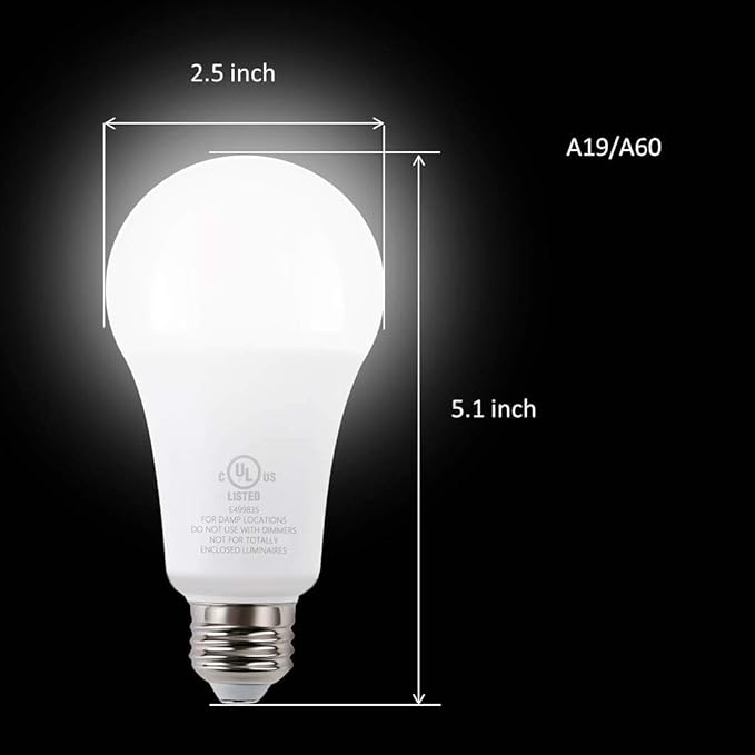 5W Rechargeable Emergency LED Light Bulbs with Back Up Battery for Power Outage, Camping, Hurricane, Disaster Planning, 40W Equivalent, UL Certified (5000K Daylight White, 2-Pack)