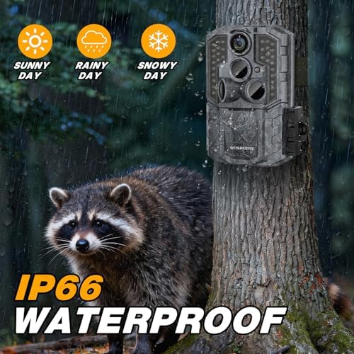 WOSPORTS Trail Camera,48MP 4K 0.2S Trigger Motion Activated,Game Camera with Night Vision IP66 Waterproof 2.0''LCD for Outdoor Scouting Wildlife Monitoring Home Security