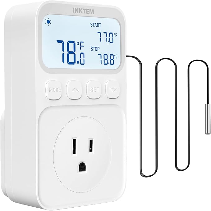 Plug in Temperature Controlled Outlet for Heater, Freezer 1800W 16A