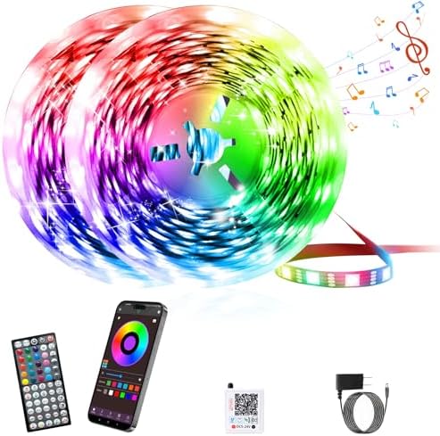 GANZQH 150FT RGB Led Lights for Bedroom with Remote & App Control, 2 * 75FT