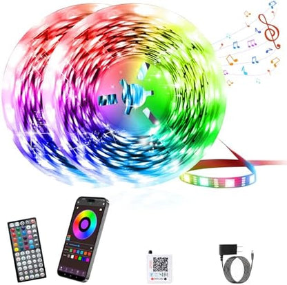 GANZQH 150FT RGB Led Lights for Bedroom with Remote & App Control, 2 * 75FT