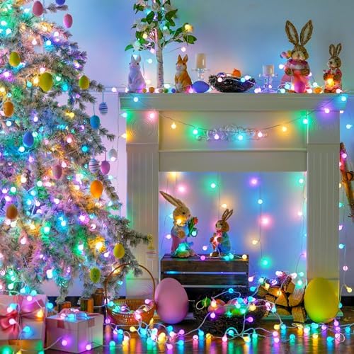 JMEXSUSS 33ft 100 LED Globe Easter Lights Battery Operated with Remote