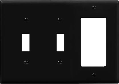 ENERLITES Combination Triple Light Switch Plate, Double Toggle/Single Decorator Switch, Standard Size 3-Gang 4.5" x 6.38", Polycarbonate Thermoplastic, 881231-BK, Black