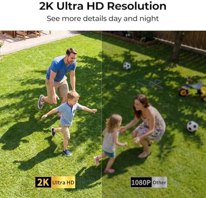 Security Cameras Wireless Outdoor 2K WiFi Wireless Camera Battery Powered for Home Security Indoor,AI Motion Detection,Color Night Vision,Spotlight,Siren Alarm