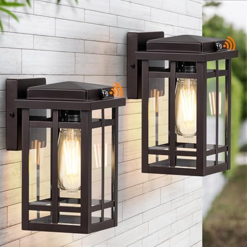9.76'' Dusk to Dawn Outdoor Wall Light 2 Packs, Brown
