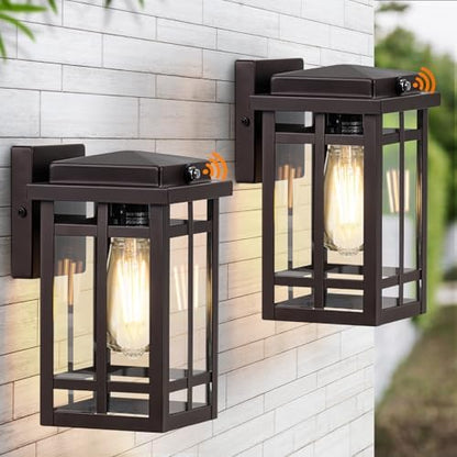 9.76'' Dusk to Dawn Outdoor Wall Light 2 Packs, Brown