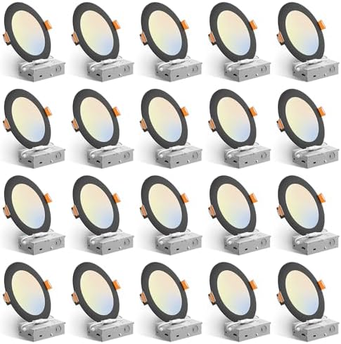 Amico 20 Pack 6 Inch LED Recessed Light with Junction Box, 5CCT, 1050LM