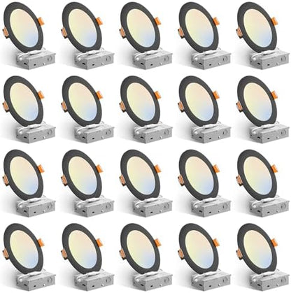 Amico 20 Pack 6 Inch LED Recessed Light with Junction Box, 5CCT, 1050LM