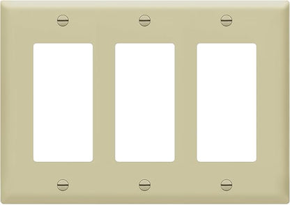ENERLITES Decorator Light Switch or Receptacle Outlet Wall Plate, Gloss Finish, Size 3-Gang 4.50" x 6.38", Unbreakable Polycarbonate Thermoplastic, UL Listed, 8833-I, Ivory