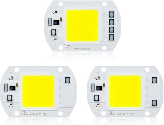 Pack of 6, LED COB Chip AC110V 50W/30W/20W Smart IC Driver DIY LED Floodlight Spotlight Household Bulbs(Warm White 110V,20w)