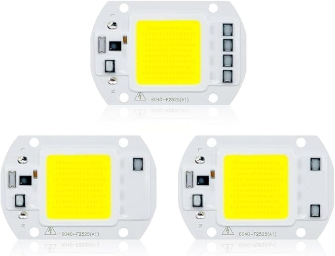 Pack of 6, LED COB Chip AC110V 50W/30W/20W Smart IC Driver DIY LED Floodlight Spotlight Household Bulbs(Warm White 110V,20w)