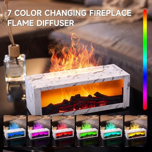 TMEHM Fireplace Flame Essential Oil Diffuser Humidifier, Aromatherapy