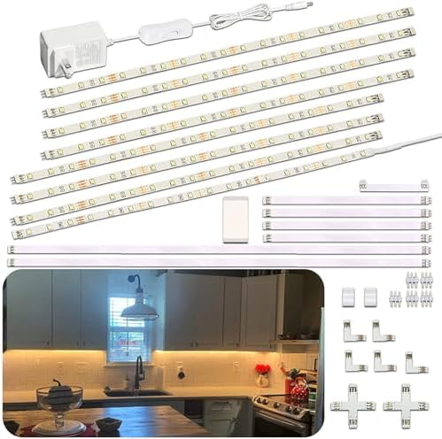 WOBANE Under Cabinet Lighting Kit,8PCS 12 inch Led Light Bars,WarmWhite