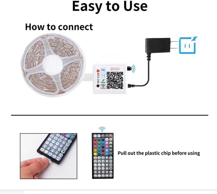 NBBUFF 65.6FT RGB Led Lights for Bedroom with App & Remote Control, 1 Roll