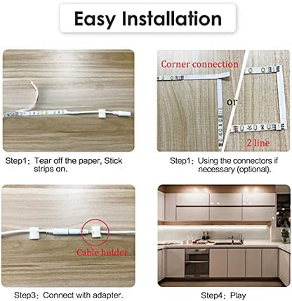 WOBANE White Under Cabinet Lights,8 PCS 20inch LED Strip Light with Remote