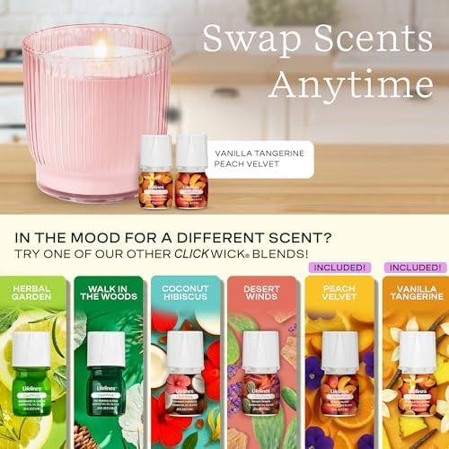 Lifelines Flameless Candle Diffuser with 2 Clickwick Essential Oil Blends