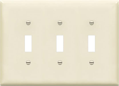 ENERLITES Triple Light Switch Wall Plate, Toggle Switch Plate, Gloss Finish, 3-Gang Mid-Size 4.88" x 6.77", Unbreakable Polycarbonate Thermoplastic, UL Listed, 8813M-LA, Light Almond