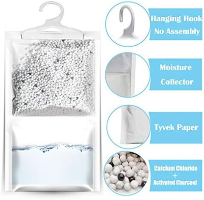 ZSZMFH 6 Pack Moisture Absorber & Max Odor Eliminator Hanging Bag, Charcoal Smell Remove Damp Musty Smell,Hanging Closet Dehumidifier Bags with 25g of Activated Charcoal (220g/pack)…