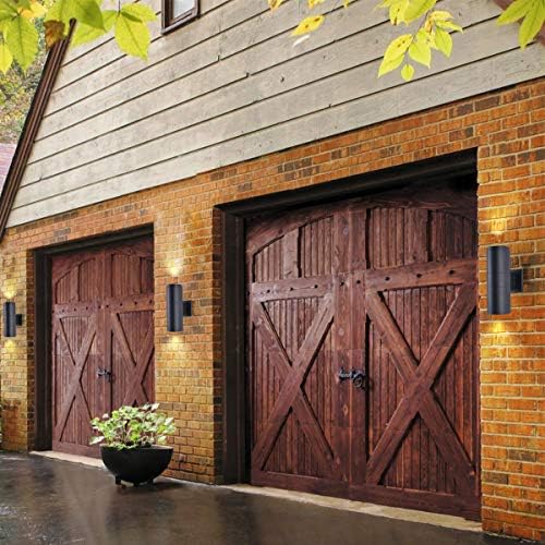 mirrea 12" Modern Outdoor Porch Light in 2 Lights, Matte Black, 4 Pack