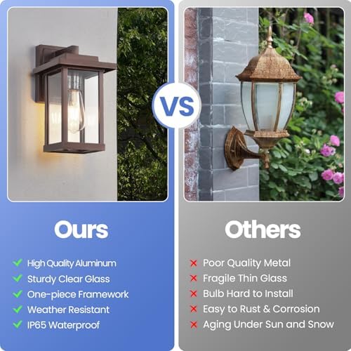 Exterior Light Fixtures 2 Pack Modern Outdoor Wall Lanterns Bronze