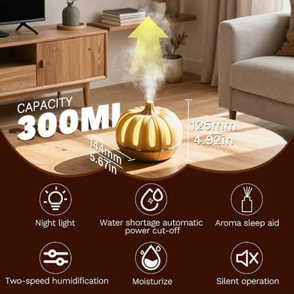 Pumpkin-Shaped Essential Oil Diffuser, with LED Night Light