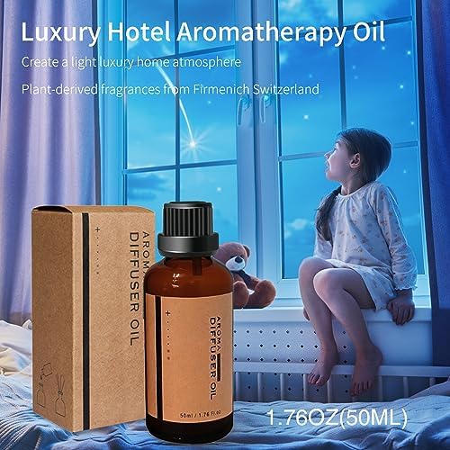 BOHOFAM Aroma Essential Oil Diffuser 360 ML,Volcano and Flame Diffuser/Humidifier,Give1.76 oz Hotel Collection Diffuser Oils,7 Colorful Light Change,Diffusers for Home,Large Room(Wood Grain)